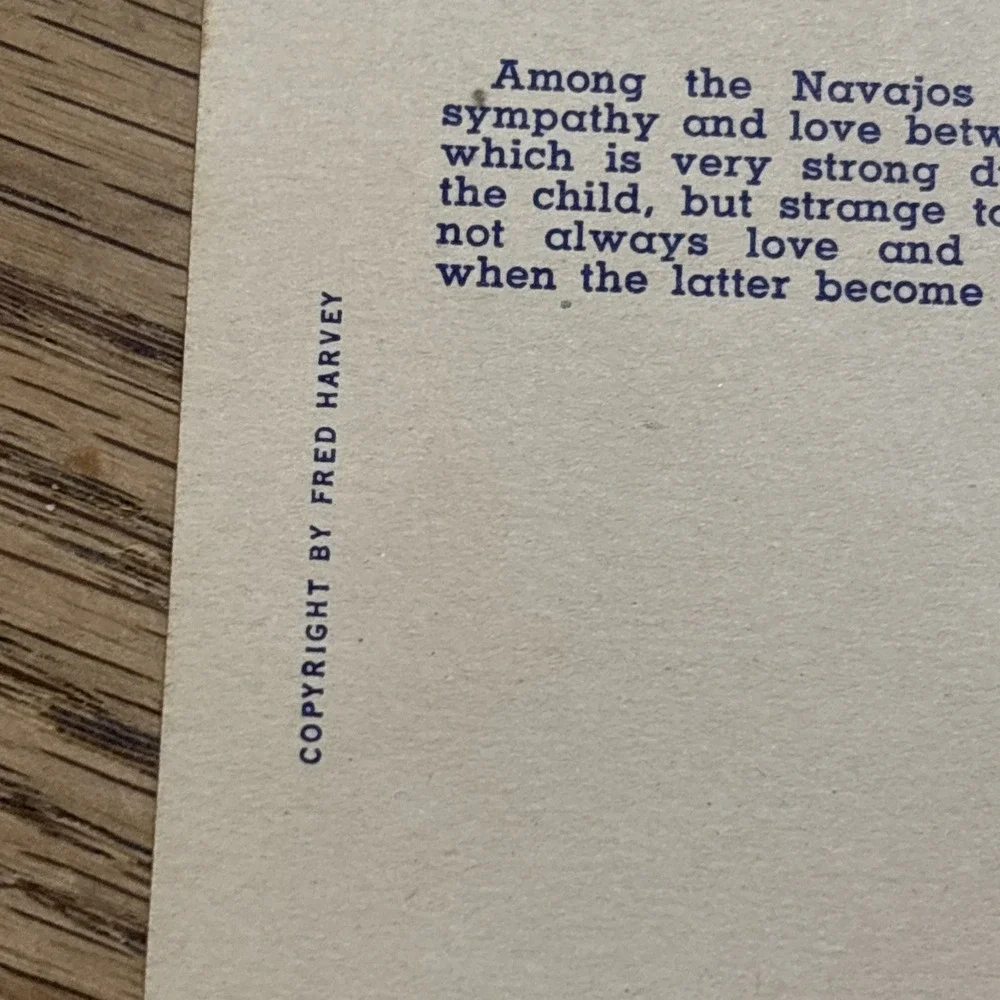 Fred Harvey Postcard Navajo Indian Mother & Papoose - circa 1920s H-1953